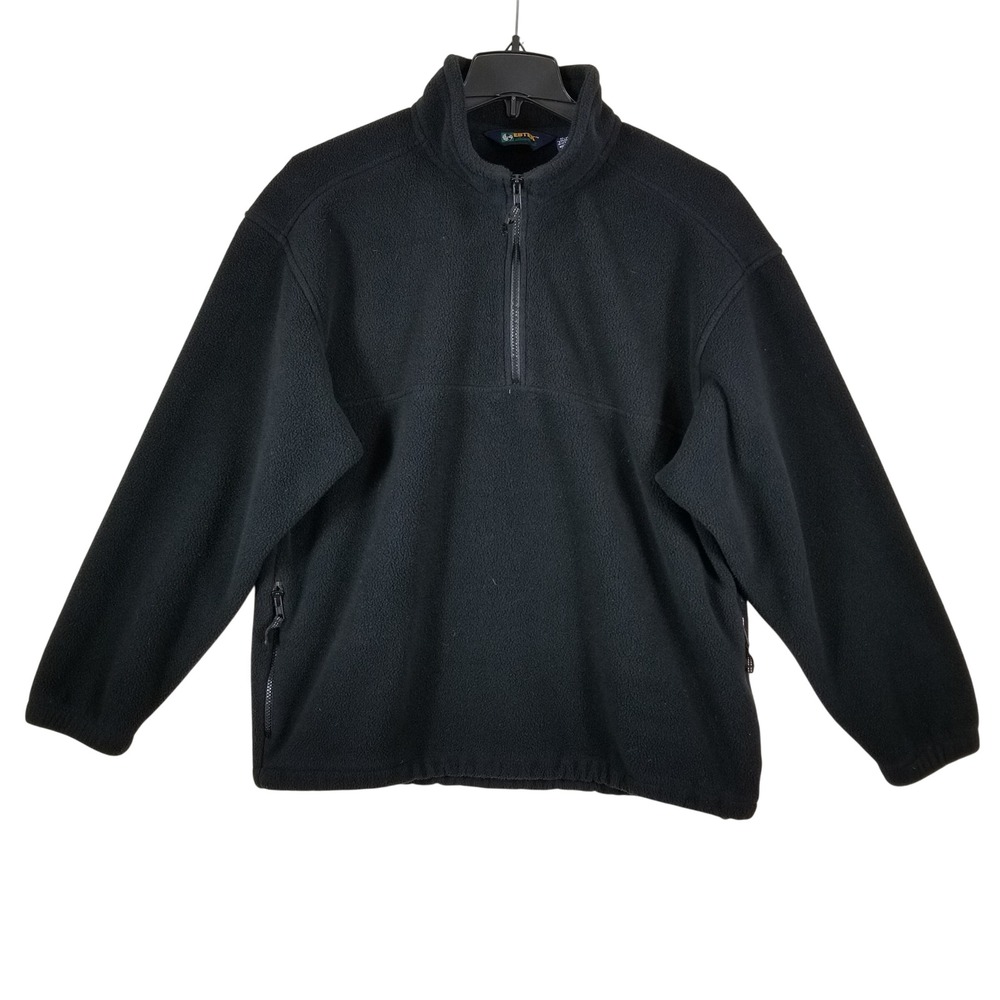 Eddie Bauer EBTEK Mens Black Quarter Zip Fleece Pullover Jacket Large Vintage